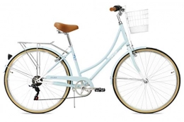 FabricBike Bici Cruiser FabricBike Step City Bicicletta Vintage da Donna Retro Citybike, 7 Velocitá, Ruota da 28" (Sky Blue + Cestino)