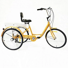 MOMOJA Bici MOMOJA Triciclo 3 Ruote 6 velocit Adulto Trike Bicicletta Pedale Ciclismo con Carrello per Sport all'aperto per Adulti 24 '' Giallo