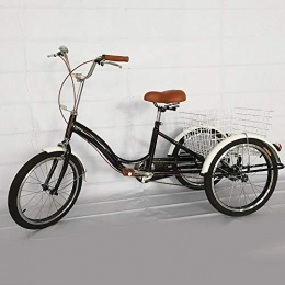 LianDu Bici Triciclo per Adulti 20" 3 Ruote velocità Singola Bianco / Nero Bicicletta da Crociera Triciclo da Carico Bicicletta in Acciaio Ad Alto Tenore di Carbonio con Cestino (Nero)