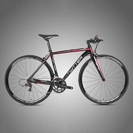 BSWL Bici 700C Road Bike Bicicletta 22 velocità Alluminio Road Bike Carbon Fork Mountain Road Racing Speed Bike Bici Ammortizzante, Black Red, 48cm