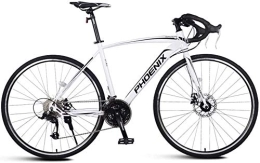 WEN Bici Adulti Road Bike, Uomini Bicicletta da Corsa con Doppio Freno a Disco, -Alto tenore di Carbonio in Acciaio Telaio da Strada Bicicletta, Utility Bike (Color : White, Size : 21 Speed)