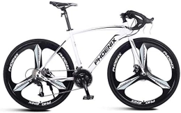 WEN Bici da strada Adulti Road Bike, Uomini Bicicletta da Corsa con Doppio Freno a Disco, -Alto tenore di Carbonio in Acciaio Telaio da Strada Bicicletta, Utility Bike (Color : White, Size : 27 Speed 3 Spoke)