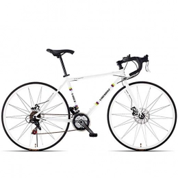 BCX Bici da strada BCX Bicicletta da strada a 21 velocità, bici da strada da uomo con telaio in acciaio al carbonio, bicicletta da città con ruote 700C con freno a doppio disco, bianco, impugnatura diritta, bianca, Manig