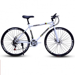 Domrx Bici da strada Bici da Strada Bicicletta Doppio Freno a Disco velocità 26 Pollici Dead Fly Fixed Gear Uomo e Donna Studenti Adulti New-White Black_27 Speed