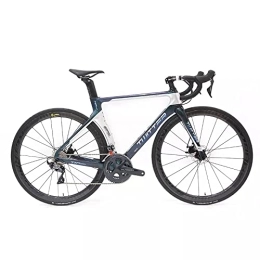 TWITTER Bici da strada Bici da strada in carbonio, T10 Pro Bici da corsa 700C con telaio in fibra di carbonio e cambio Shimano 105 / R7000-22 velocità, reggisella Unisex aero-dinamico e freno a disco (48cm(165-175cm), Bianco)