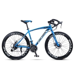 FJW Bici da strada Bici da strada unisex 26 pollici Acciaio al carbonio 27 velocità Freno a doppio disco Alunno Bambino Commuter City Hardtail Bicicletta competitiva stradale Invia Luxury Gift Pack, Blue