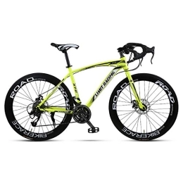 FJW Bici da strada Bici da strada unisex 26 pollici Acciaio al carbonio 27 velocità Freno a doppio disco Alunno Bambino Commuter City Hardtail Bicicletta competitiva stradale Invia Luxury Gift Pack, Yellow