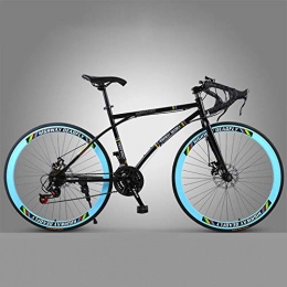 Domrx Bici Domrx Bici a Scatto Fisso Strada a velocità variabile Maniglia di Piegatura Telaio Rigido Freno a Doppio Disco Pneumatico Solido Corsa per Adulti-Nero e Blu_26 Pollici_24 velocità