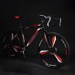 DULPLAY Bici da strada DULPLAY Freno A Doppio Dischi Acciaio Ad Alto Tenore di Carbonio Telaio, 26 Pollici Strada Bici, Uomini Donne Adulto Racing Biciclette da Strada, 27 velocità Bicicletta Nero E Rosso 26", 27-velocità