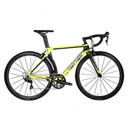 Edman Bici Edman Bici da Strada, Telaio in Fibra di Carbonio, Ruote 700C, 22 velocità, Bicicletta per Adulti, Bicicletta per Uomo e Donna-Giallo_46 cm