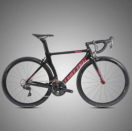 Edman Bici da strada Edman Bici da Strada, Telaio in Fibra di Carbonio, Ruote 700C, 22 velocità, Biciclette da Uomo e da Donna-Nero Rosso_54 cm