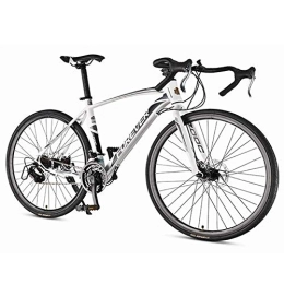 DJYD Bici Gli uomini della bici della strada, 21 ad alta velocità-carbonio Steel Frame bicicletta della strada, in acciaio pieno che corre la bici con con il doppio freno a disco, 700 * 28C Ruote, Bianco FDWFN