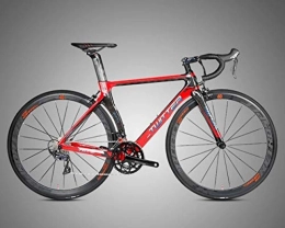 GUIO Bici da strada GUIO Bicicletta da Strada per Bici da Strada 22 velocità in Fibra di Carbonio, Rosso Nero, 46 ​​cm (165 cm-170 cm)