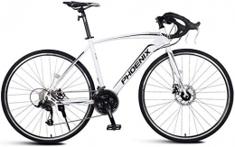 H-ei Bici H-ei Adulti Road Bike, Uomini Bicicletta da Corsa con Doppio Freno a Disco, -Alto tenore di Carbonio in Acciaio Telaio da Strada Bicicletta, Utility Bike (Color : White, Size : 27 Speed)