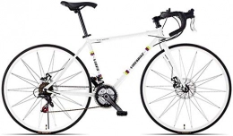 H-ei Bici H-ei Bicicletta da Strada a 21 velocità, Cornice in Acciaio ad Alta Carbonio da Uomo Bici da Uomo, 700C Ruote City Commuter Bicycle con Freno a Doppio Disco (Color : White, Size : Bent Handle)