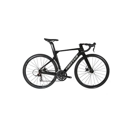 HESND Bici da strada HESND zxc Biciclette per Adulti Bici Da Strada Freno A Disco Bici Da Strada Telaio In Carbonio Manubrio Integrato Completo Interno-Cavi Nascondere (colore: Nero, Dimensioni: 52cm)