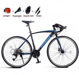 JXH Bici JXH Adulti Road Bike, Uomini Bicicletta da Corsa con Doppio Freno a Disco, ad Alta Acciaio al Carbonio Telaio da Strada Bicicletta, Utility Bike, Nero, 21 velocit, Blu