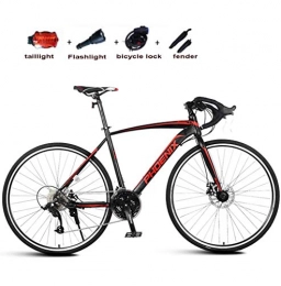 JXH Bici JXH Adulti Road Bike, Uomini Bicicletta da Corsa con Doppio Freno a Disco, ad Alta Acciaio al Carbonio Telaio da Strada Bicicletta, Utility Bike, Nero, 21 velocit, Rosso