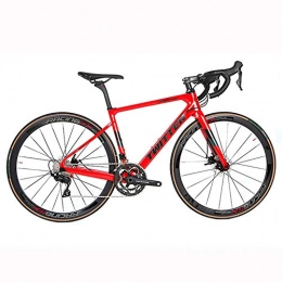 LXYDD Bici da strada LXYDD Bici da Strada Bici in Fibra di Carbonio 700C Freno A Doppio Disco A velocità Variabile Racing R7000-22 Bici da Corsa con Manubrio, Rosso, 51cm