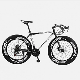 MJY Bici MJY Bicicletta da strada, 26 pollici bici da 27 velocità, doppio freno a disco, telaio in acciaio ad alto tenore di carbonio, bicicletta da corsa, uomini 'S e donne adulti 6-11, bianca