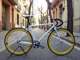 Mowheel Bici da strada Mowheel Bicicletta Monomarcia Pista Fixie-B Classica T-58 cm Giallo