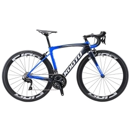 SAVADECK Bici da strada SAVADECK Bici da corsa carbonio, HERD6.0 700C bici da strada T800 Completamente carbonio con Shimano 105 R7000 22 velocità e Fizik Sella 8.3 KG Leggera Bicicletta uomo donna (Black blue, 48)