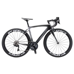 SAVADECK Bici da strada SAVADECK Bici da corsa carbonio, HERD6.0 700C bici da strada T800 Completamente carbonio con Shimano 105 R7000 22 velocità e Fizik Sella Leggera Bicicletta uomo donna (Black, 56)