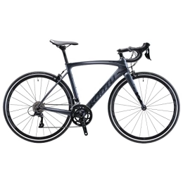 SAVADECK Bici da strada SAVADECK Bici da corsa carbonio, Warwind3.0 700C Bici da strada T800 Carbonio Telaio Forcella anteriore e Reggisella con Shimano Sora R3000 18 velocità Ultraleggere biciclette (dark grey, 54)