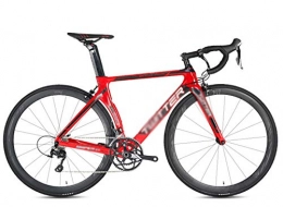 TSTZJ Bici TSTZJ Bici da Strada, Bici da Corsa 2.0 in Fibra di Carbonio Bici da Corsa 700C Bici da Strada (con Sistema di Cambio a 16 velocit e Doppio Freno a V), red-50cm