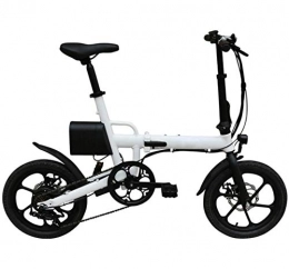 JXH Bici 16in pieghevole E-Bike lega di alluminio ultraleggera Scooter portatile con rimovibile Grande capacit agli ioni di litio (36V 8AH), Freni a disco doppio bicicletta elettrica per il Commuter, Bianca