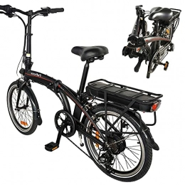 HUOJIANTOU Bici 20' Bicicletta elettrica Pieghevole per Adulti, Biciclette elettriche da Montagna per Adulti Donna 7 velocit Fino a 25km / h 45-55 km 250W 48V 10AH Mountain Bike elettrica