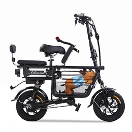 MSM Bici 30ah Genitore-Bambino Bicicletta Elettrica, Resistenza 300km per Carica, Tre Posti A Sedere Leggero Bici Elettrica Scooter per Mamma E Bambini Nero 350w 48v 30ah