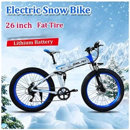CCLLA Bici elettriches 350W Bici elettrica Fat Tire Snow Mountain Bike 48V 10Ah Batteria Rimovibile 35 km / h E-Bike 26 Pollici 7 velocità Bicicletta elettrica Pieghevole da Uomo (Colore: Verde) (Colore: Blu, Dime