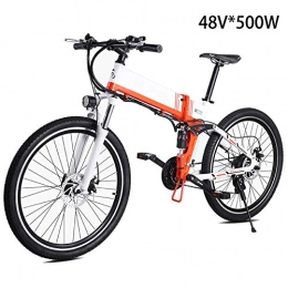 LAYZYX Bici 500W Bici di Montagna Elettrica 48V / 10.4Ah Mens 26 Pollici Montagna Neve E- Bike, Bici Elettrica 21 Speed ​​Gear E Tre modalità di Lavoro, con Freni A Disco Idraulici Fari A LED con I Regali, Bianca