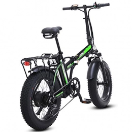 LAYZYX Bici 500W elettrica pieghevole biciclette 48V Mens Mountain Bike E 7 velocità variabile da 4 pollici Fat Tire pista ciclabile neve Bike Pedali di freni a disco e sospensioni anteriore, Nero, 20inches