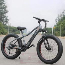 Alqn Bici elettriches Alqn Mountain bike elettrico per pneumatici grassi per adulti, bici da neve 350W, bicicletta portatile da 10Ah Li-Battery Beach Cruiser, telaio in lega di alluminio leggero, ruote da 26 pollici, Grigi