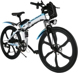 Ancheer Bici ANCHEER Bici Elettrica, Bici Elettrica Pieghevole con Batteria Rimovibile 36V 8Ah, Bicicletta Elettrica Sospensione Completa, Bicicletta Elettrica Adulti 3 Modalità e 21 Velocità