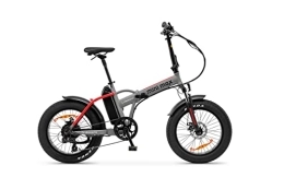 Argento Bici elettriches Argento Mini Max, Bici Elettrica, Pieghevole , Ruote Fat 20"x 4, Freni a Disco Meccanico, Motore 250W, Peso Max Supportato 100 kg, Batteria Samsung 375Wh, 26 kg, Grigio Mat / Rosso