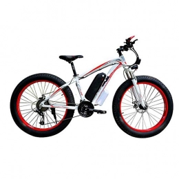 AYHa Bici AYHa Adulti Neve bicicletta elettrica, 4, 0 Fat Tire bicicletta elettrica professionale 27 velocità freni a disco 48V15Ah batteria al litio Adatto a 160-190 cm Unisex, bianco rosso, 48V10AH500W