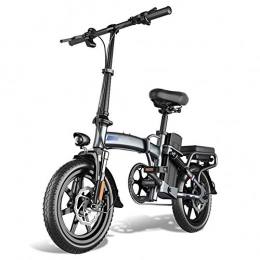 AYHa Bici AYHa Folding Bike elettrico, 48V batteria al litio rimovibile 400W motore 14" adulti Assist Freni a disco doppio E-Bike con il casco e carrello Unisex, 18AH