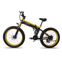 Bici Elettrica 1000w 48v 15ah Mountain Bike Elettrica Fat Tire Snow Bike 26"4.0 Tire E-bike Shimano 21 Velocità Gear Forcella Ammortizzata (giallo)