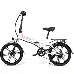 ELLBM Bici elettriches Bici Elettrica, 20" Bicicletta Elettrica Pieghevole, Bicicletta Elettrica Adulto City E-bike, Bike Elettrica 48V 10.4Ah Titolare USB, Bicicletta Ciclomotore con Shimano 7 Velocità (20LVXD30-II Bianco)