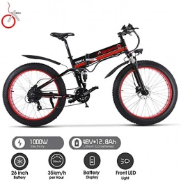 LIMQ Bici elettriches Bici Elettrica Elettrica da 26 W 4.0 Mountain Bike da 26 W con Pneumatici Grassi da 21 Pollici Batteria al Litio da 12 8 Ah E Freni A Disco Idraulici Motoslitta da Montagna, Black