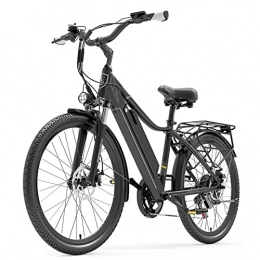 LIU Bici Bici elettrica for Adulti 4 8V 500W. Power-assistito Classic Bicycle Electric Bicycle da 26 Pollici Mollettato Lady Bicycle City Travel Ebike (Colore : Black 15AH)