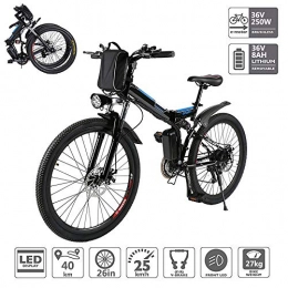 Bici Elettrica, Mountain Bike Elettrica Pieghevole A velocit Variabile Batteria agli Ioni di Litio (36V 250W 8Ah) Motore Senza Spazzole, Shimano 21 Speed Gear E 3 modalit di Lavoro,Nero