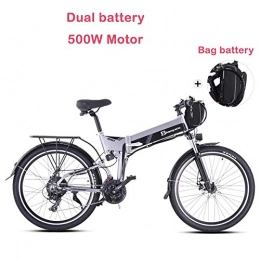 ONLYU Bici elettriches Bici Elettrica Per Gli Adulti, 26 Pollici Pieghevole E-Bike Motoslitta 21 Velocità Di Montagna Elettrica Della Bici Della Bicicletta 48V18AH / 10.4AH Batteria Rimovibile, Carico 230KG, dual battery