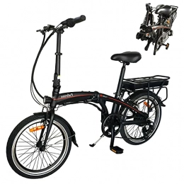 CM67 Bici Bici Elettrica Pieghevole 20' per Adulti Nero, Con Pedali Sedile Regolabile Compatta Portatile Velocit Massima 25 km / h Autonomia 45-55 km 250W Batteria 36V 13Ah 468Wh Bicicletta