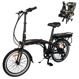 HUOJIANTOU Bici Bici Elettrica Pieghevole 20' per Adulti Nero, Pneumatici 20" Ebike Bici elettrica per Bici 250W 36V 10AH Batteria al Litio Bicicletta Per Adulti E Adolescenti Carico massimo: 120 kg