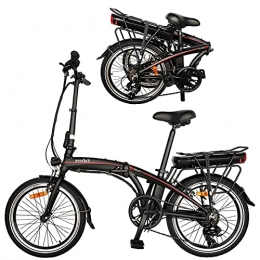 CM67 Bici Bici Elettrica Pieghevole Fat 20 Pollici Nero, Biciclette elettriche da Montagna per Adulti Impermeabile IP54 modalit di guida bici da 250W Ciclomotore Batteria al Litio