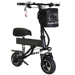 Dpliu-HW Bici Bici Elettriche Auto elettrica Pieghevole Scooter Elettrico Due Ruote Piccolo Scooter Batteria for Adulti Batteria al Litio Doppio Ammortizzatore Doppio Freno (Color : Black)